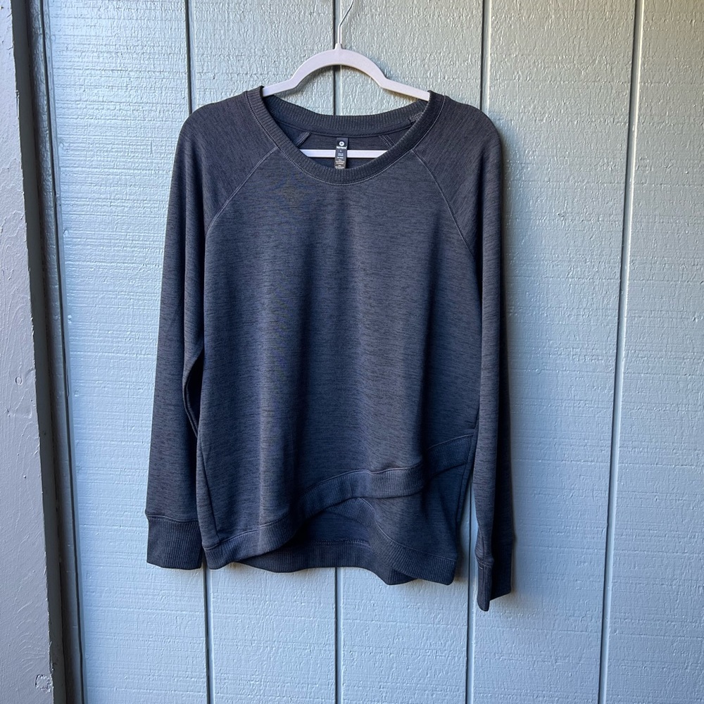 90 Degree by Reflex Heather Gray Workout Yoga Pilates Long Sleeve Top